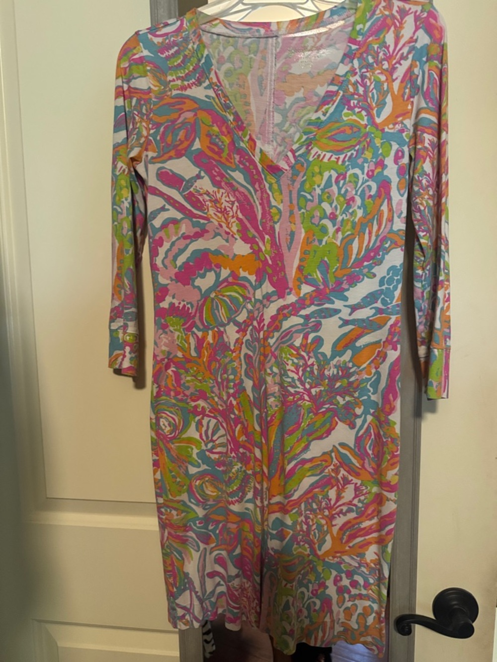Lilly Pulitzer Multicolor Floral V-Neck Long Sleeve Dress